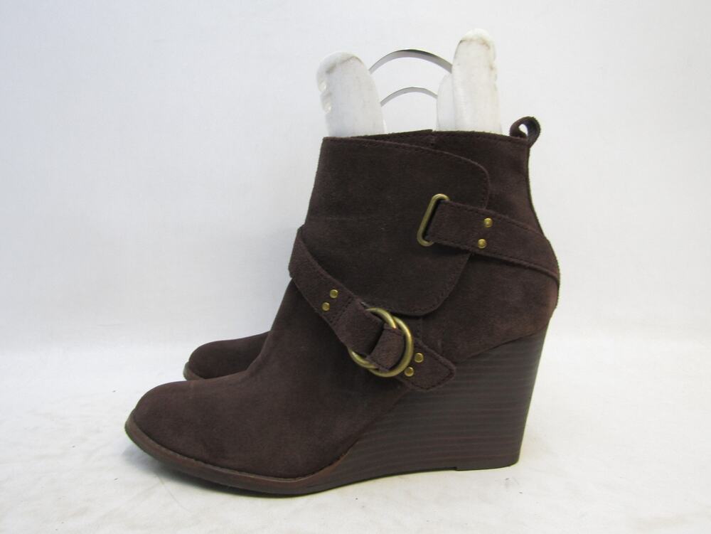 Lucky Brand Womens Size 10 M Brown Suede Wedge Ankle Fashion Boots Bootie